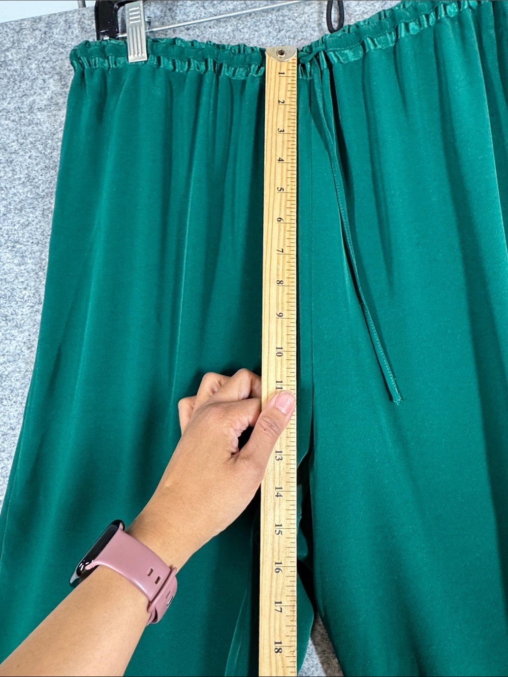Windsmoor Wide Leg Drawstring Pants Emerald Green Size 16 Minimalist Chic Luxe - Picture 3 of 13
